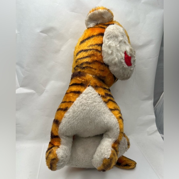 Carnival Tiger Plush Stuffed Animal Vintage Green Plastic Eyes 15” Tall 8” Wide - Picture 3 of 6